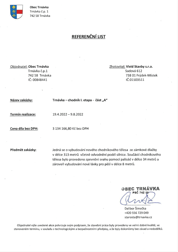 Trnávka – chodník I. etapa, část A