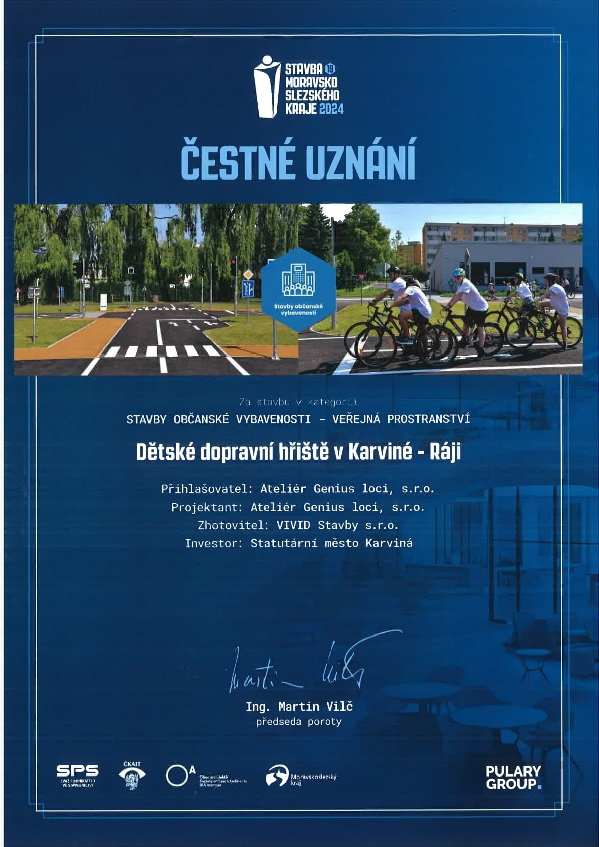 Čestné uznání – Dětské dopravní hřiště v Karviné – Ráji